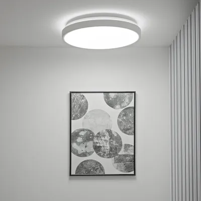 Produktbild von LUMILED LED Deckenlampe 24W 2500 Lm Deckenleuchte 4000K Neutralweiß 34cm weiß rund flach mit Weiß Ring Modern Wohnzimmer Kinderzimmer Schlafzimmer