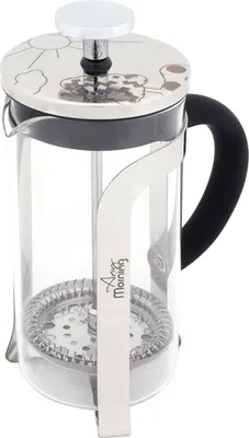 Image de Cafetière et théière Any Morning, presse à café en verre borosilicate, filtre en acier inoxydable, durable et résistant à la chaleur, argent (600 ml, 20 oz, 2 tasses)