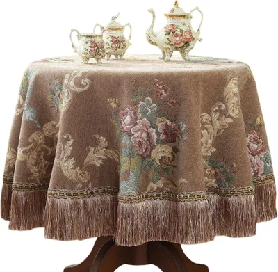 Produktbild von Tischdecke aus Chenille mit Quasten, Tischüberwurf, Couchtischüberwurf, Handtuch, staubabweisendes Gewebe