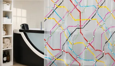 Produktbild von Spirella Metro Multicolor Duschvorhang 180x200 PEVA PVC-frei Halbtransparent
