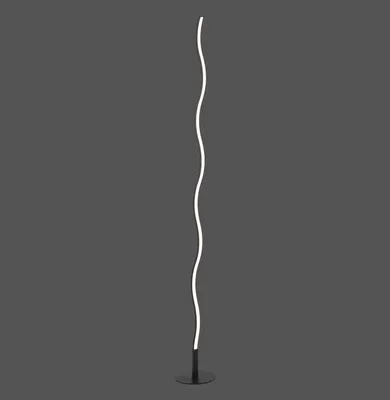 Zdjęcie produktu dla Lampa podłogowa LED, wzór fali, czarna, wysokość 120 cm
