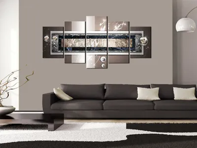 Produktbild von Akustikbild Abstrakt 200x100 cm Bilder Akustikschaum Hochleistungsschallabsorber Schallschutz Leinwand 5 tlg Wandbild Raumakustik Schalldämmung a-A-0008-b-o