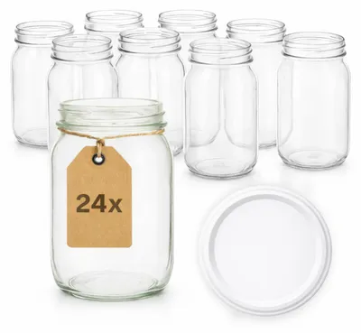 Produktbild von ART TWIST HOME Einmachgläser mit Schraubdeckel 24x 900 ml – Vorratsgläser Glasbehälter Vielseitige Robuste aus Dickem Glas - perfekt für Marmeladen Honig Säfte Gurken Konfitüren und Vorratshaltung