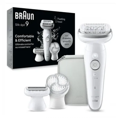 Immagine prodotto di Braun Silk-Épil 9 SES9-061 Epilatore Elettrico Wet & Dry, 40 Pinzette, 2 Velocità, Uso Asciutto E Bagnato, Argento