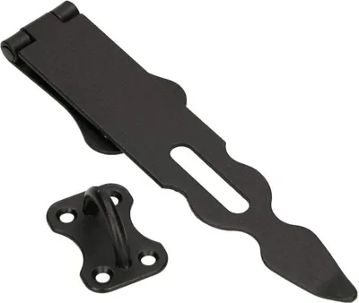 Obrázek produktu pro KOTARBAU® hasp 200 mm bezpečnostní hasp práškové lakování zařízení visací zámek ocel černá dveřní kování brána kování hasp závěs