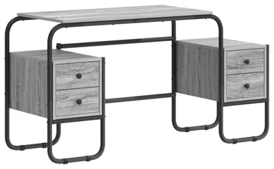 Productafbeelding van Bureau met opbergruimte, kleur Sonoma-grijs, afmetingen 145 x 50 x 75 cm