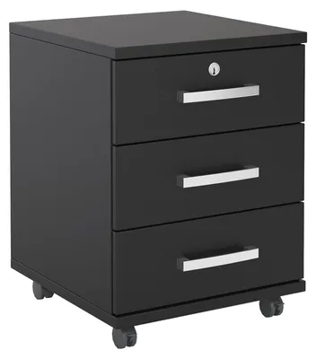 Produktbild von Rollcontainer Bürocontainer Büroschrank VANCOUVER, in schwarz, abschließbar mit 3 Schubladen, 44 x 58 x 45 cm