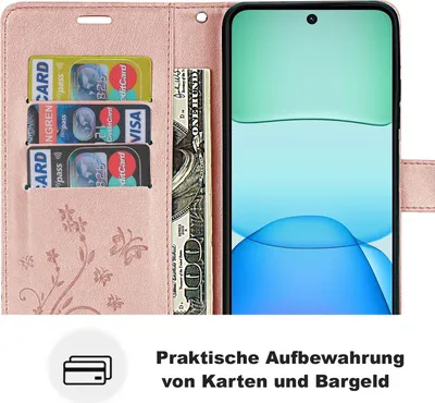 Produktbild von Xiaomi Redmi 13 Handyhülle Wallet Case Flip Cover Tasche Roségold
