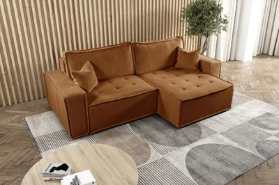 Zdjęcie produktu dla Sofa w kształcie L BOHOO narożnik tkanina Raven ceglany prawy