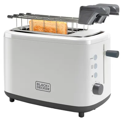Produktbild von Black & Decker BXTOA820E, 2 Scheibe(n), Weiß, Kunststoff, Niveau, Drehregler, 820 W, 220 - 240 V
