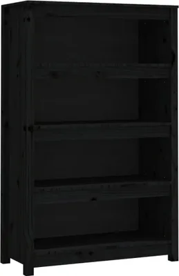 Produktbild von vidaXL Bücherregal Schwarz 80x35x126 cm Massivholz Kiefer