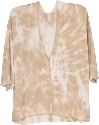 Produktbild von styleBREAKER Damen Feinstrick Cardigan Weste mit Batik Muster, 3/4 Ärmel, vorne offen, Strand, Festival, Kimono 08010080