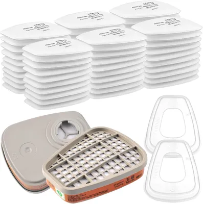 Produktbild von Atemschutzfilter Set, 60 Baumwollfilter, 2 Ersatzfilter, 2 Kappen, für Staubschutz