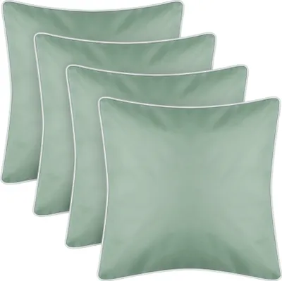 Obrázek produktu pro Venkovní polštářek s lemováním 4-pack ( 45 x 45 cm ) mátově zelený - dekorativní polštářek zahradní zip - odpuzuje nečistoty a vodu - snímatelný potah