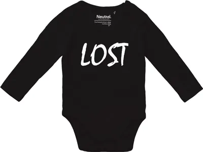 Produktbild von Huuraa Baby Body Lost Jugendwort 62 Black  Baumwolle Fairtrade Langarmbody Geschenkidee
