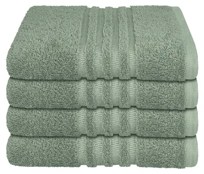 Produktbild von SCHIESSER Handtuchset Milano | Einfarbig | 4-teilig | 100% Baumwolle | Weich & Saugstark | 50x100 cm | Hellgrün