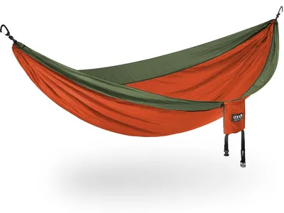 Produktbild von Eno Singlenest Hängematte für Rucksacktouren, 2,9 x 1,47 m, Orange / Olive, atmungsaktiv & schnell trocknend