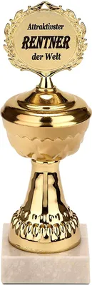 Immagine prodotto di Trofeo BRUBAKER - trofeo d'oro con base in marmo - idea regalo per pensionati - motivo: Pensionato più attraente del mondo