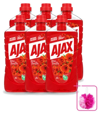 Produktbild von 6 x Ajax Fête des Fleurs Allesreiniger - Rote Blumen - 1000 ml - Sparpackung - 6 Stücke