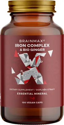 Obrázok produktu pre BrainMax Iron Complex, bisglycinát železa, 25 mg, 100 rastlinných kapsúl
