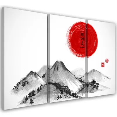 Produktbild von Triptychon auf leinwand landschaften - schwarz und weiß 120x80 cm Feeby grau wandbild bereit zum aufhängen