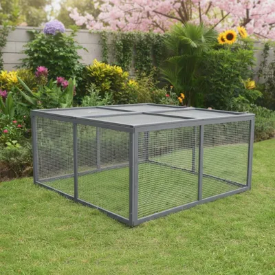 Image de Melko : enclos extérieur, cage pour lapins, cage en bois, clapier, cage pour petits animaux