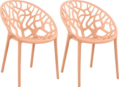 Produktbild von CLP 2er Set Gartenstuhl Hope, Modernes Design, Wetterfest, Stapelbar, Mit Armlehnen pfirsich