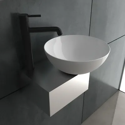 Produktbild von Alpenberger Mini Waschbecken ohne Hahnloch | Bathroom Sink Waschtisch | Waschschale Handwaschbecken Weiß | Hängewaschbecken mit Keramikversiegelung | Aufsatzwaschbecken Rund für Bad & Gäste-WC
