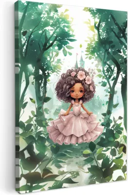 Produktbild von MuchoWow® - Leinwandbilder - Prinzessin - Mädchen - Schloss - Märchen - Rosa, Wandbild, Wanddeko Bilder Wohnzimmer, 80x120cm