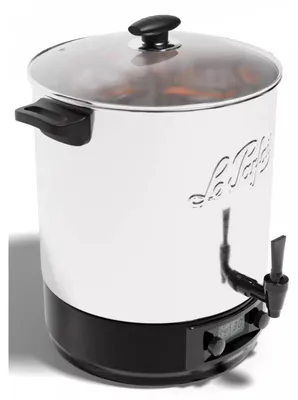 Immagine prodotto di Sterilizzatore elettrico per barattoli con serbatoio e rubinetto in acciaio inox, 23l, 2500w + 4 barattoli da 1l Le parfait LPF.STV23INA