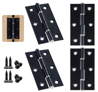 Image de Lot de 4 charnières noires pour meubles, avec 24 vis