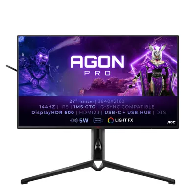 Zdjęcie produktu dla AOC AGON PRO AG274UXP, 68,6 cm (27"), 3840 x 2160 px, 4K Ultra HD, LED, 1 ms, Czarny, Czerwony