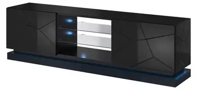 Productafbeelding van Cama QIU 200, zwarte TV-standaard en entertainmentcenter met 4 planken