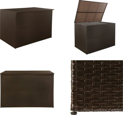 Zdjęcie produktu dla vidaXL Pojemnik ogrodowy brązowy 150x100x100 cm z polirattanu - Pojemnik do przechowywania na zewnątrz - Pojemniki do przechowywania na zewnątrz - Pojemniki do przechowywania - Pojemniki do przechowywania