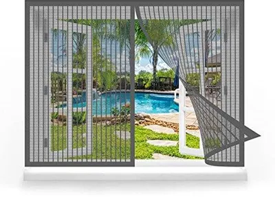 Produktbild von Fliegengitter 200 x 115 cm - Insektenschutz für Fenster, einfach zu installieren, grau