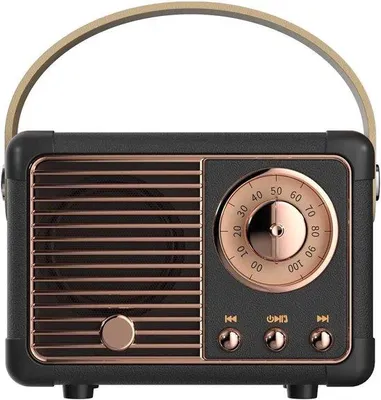 Obrázek produktu pro Retro přenosný bezdrátový reproduktor Bluetooth s křišťálově čistým stereofonním zvukem a sytými basy, kompaktní, černý