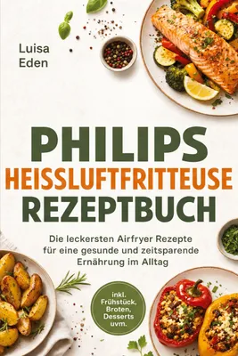 Produktbild von Philips Heißluftfritteuse Rezeptbuch: Die leckersten Airfryer Rezepte für eine gesunde und zeitsparende Ernährung im Alltag - inkl. Frühstück, Broten, Desserts uvm.