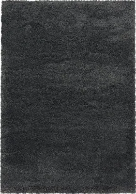 Image de Tapis pour salon, à poils longs, gris, rectangulaire, 160x230 cm, unie, en polyester