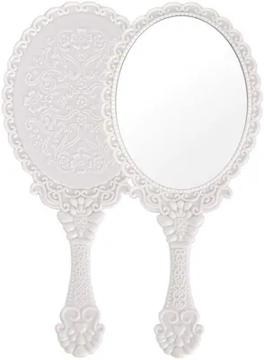 Image de Miroir de maquillage portable avec poignée, miroirs de maquillage ronds, accessoires de voyage, petits miroirs ronds (blanc)