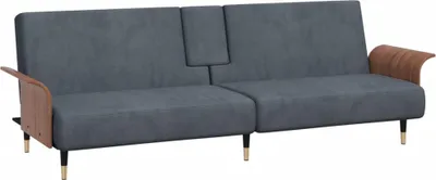 Produktbild von vidaXL Schlafsofa mit Getränkehaltern Dunkelgrau Samt