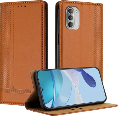 Produktbild von Handyhülle für Motorola Moto G51 5G Leder Flip Klappbare Schutzhülle mit Standfunktion Braun
