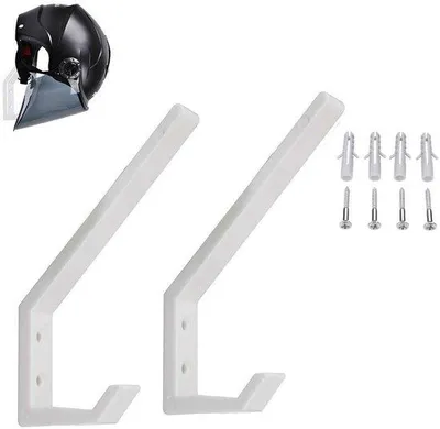 Obrázek produktu pro Látkový držák na motocyklovou helmu pro montáž na zeď, sada 2 ks, bílý