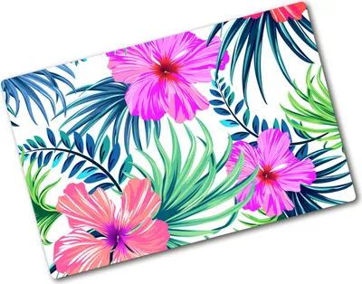 Produktbild von Tulup Glas Herdabdeckplatte - 80x52 cm - Glaskeramikkochfeld-Abdeckung Spritzschutz Glasabdeckplatte - Einteilig - Blumen & Pflanzen - Hawaii Blumen - Mehrfarbig