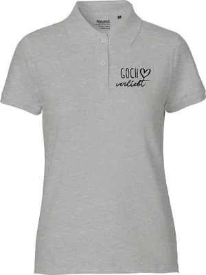Produktbild von Huuraa Damen Polo Shirt Goch verliebt S Sport Grey Bio Baumwolle Fairtrade Poloshirt Geschenkidee