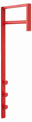 Produktbild von Pisa Garderobenständer, Wandgarderobe 1 Kleiderstange, 3 Haken rot.