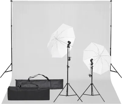 Immagine prodotto di vidaXL Set per studio fotografico con illuminazione e sfondo