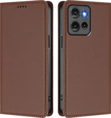 Produktbild von Handyhülle für Motorola Edge 50, Kunstleder Klapphülle Stoßfeste Magnetische Hülle mit Ständer Braun