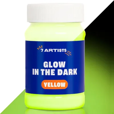 Produktbild von 7 Artists Leuchtfarbe Acryl 100 ml – Gelb Fluoreszierende Farbe im Dunkeln | UV Schwarzlicht Farbe | Nachtleuchtende Neon Acrylfarbe Wasserbasis