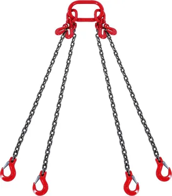 Produktbild von Kettengehänge 3mx8mm - 4-Strang Anschlagkette - Krankette Forstkette - 5000kg Tragkraft - Schwerlastkette für Industrie und Bau