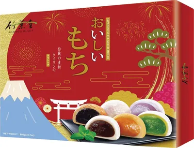 Produktbild von Mixed Mochi Set von Bamboo House | 30 geschmackvolle Mochis | 5 verschiedenen Sorten Klebreiskuchen Rote Bohne, Sesam, Grüntee, Taro, Erdnuss